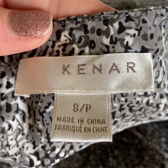 Kenar Grey/Black Print Sheer Buttondown, Size S - Picture 7 of 9